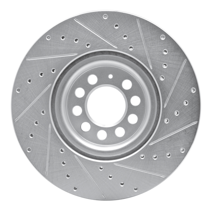 Audi TT Brake Rotor (1) - Front Left - R1 Concepts - Drilled & Slotted - Silver - `00-`06